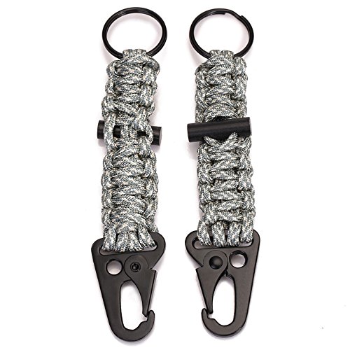 【中古】【未使用 未開封品】EKLORN 2 Pack Paracord Carabiner Survival Keychain Lanyard with Firestarter