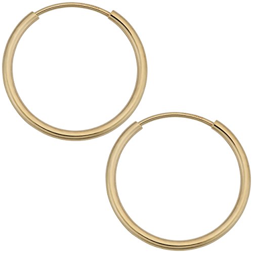 【中古】【未使用・未開封品】14K イエローゴールド 1mm 厚ラウンドチューブ エンドレスフープピアス (10、12、14、16、18mm), 金属, 不明,