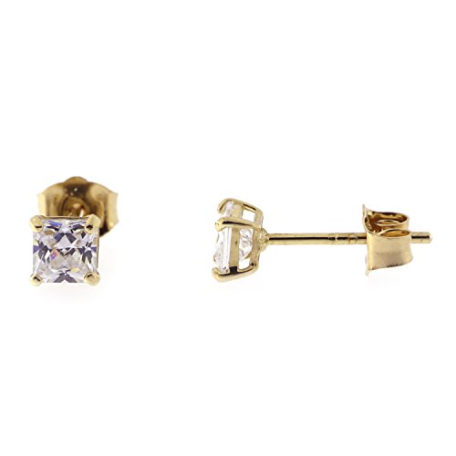 【中古】【未使用・未開封品】スタッドイヤリング 14Kゴールド プリンセスカット キュービックジルコニ..