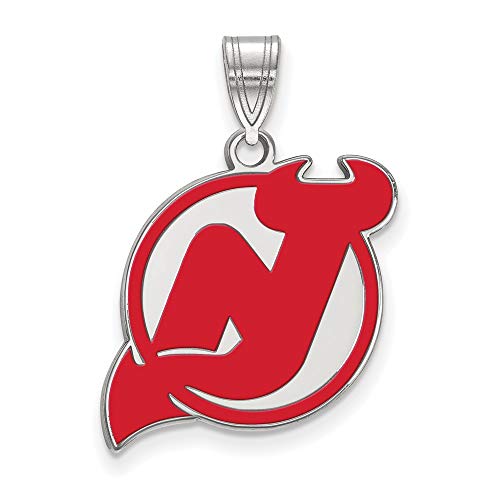 新しいJersey Devils Large (3?/ 4インチ)エナメルペンダント(スターリングシルバー)