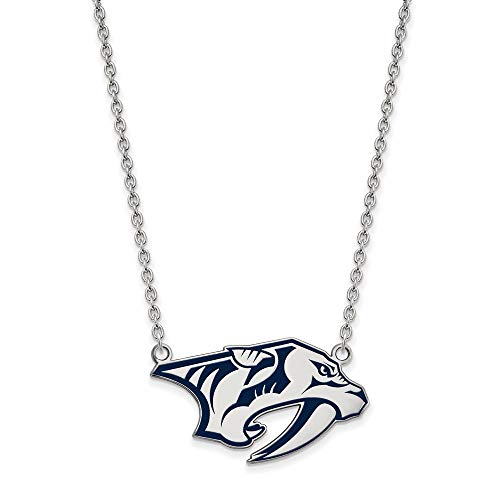 Nashville Predators Large ( 3?/ 4インチ)エナメルペンダントW /ネックレス(スターリングシルバー)