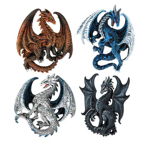 【中古】【未使用・未開封品】Dragon's Lair Ruth Thompson Set of 4 Collectible Sculptural Dragons Refrigerator Magnets Gift Decor by Pacific Giftware