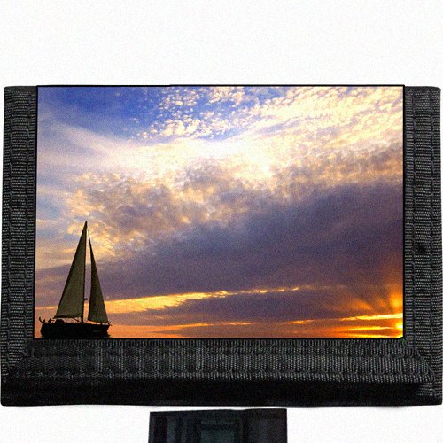 【中古】【未使用・未開封品】Scenic Tropical Sail boat oceanブラック三つ折りナイロン財布Great Gift Idea