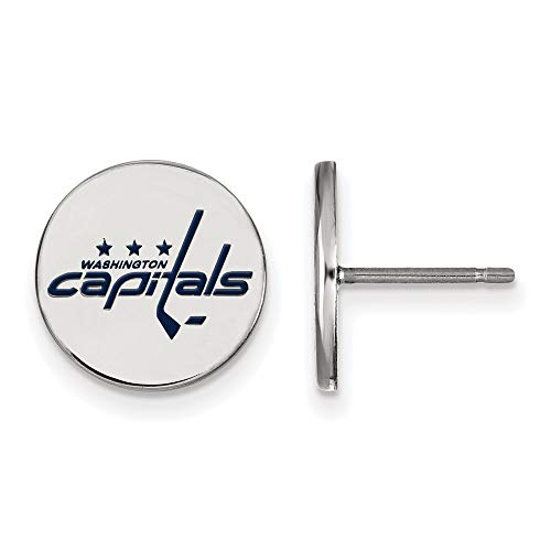 Washington Capitals Small (1?/ 2インチ)エナメルディスクイヤリング(Sterling Sliver)