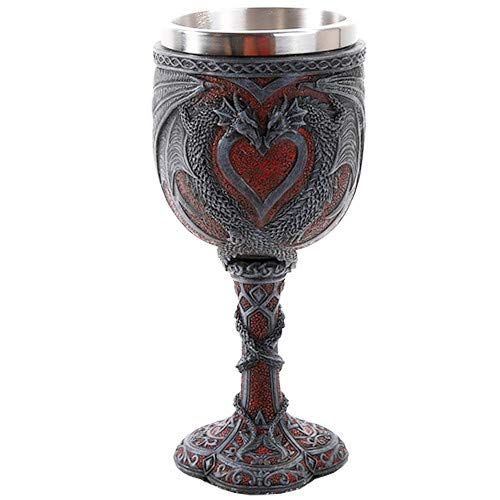 【中古】【未使用・未開封品】Double Dragon Heart Love Goblet Wine Cup 18cm