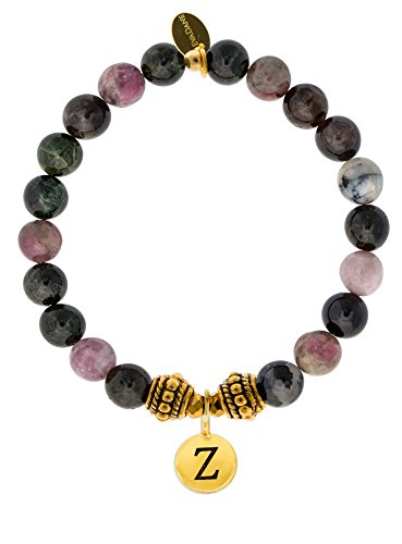 楽天AJIMURA-SHOP【中古】【未使用・未開封品】EvaDane天然トルマリン原石ロープビーズアルファベット文字Zチャームストレッチブレスレット