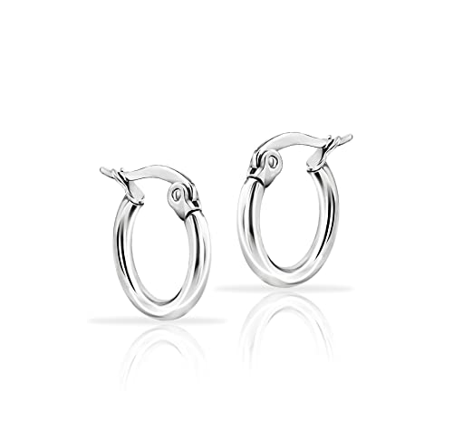 【中古】【未使用・未開封品】Hoops & Loopsスターリングシルバー1.5?MM高光沢ラウンド小さなフープイヤリング