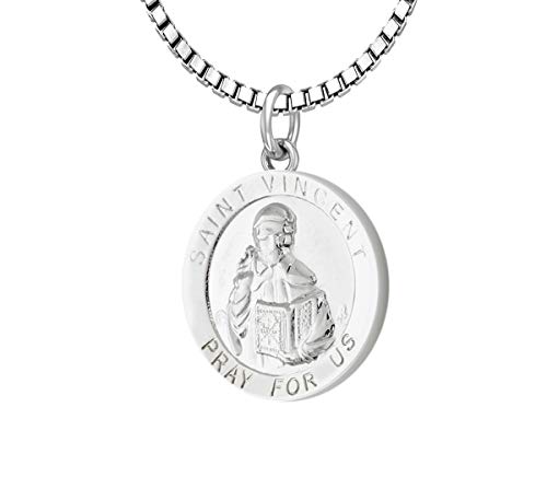 【中古】【未使用・未開封品】US Jewels and Gems 3/4インチ 0.925スターリングシルバー 光沢仕上げ 聖ビンセントメダルペンダントネックレ...