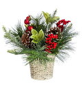 【中古】【未使用・未開封品】CypressホームHolly and Pinecone Tabletop Floral Decor