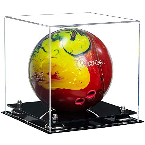 【中古】【未使用・未開封品】Better Display Cases クリアアクリルボーリングボールディスプレイケース シルバーライザーとブラックのベース (B33/A028)