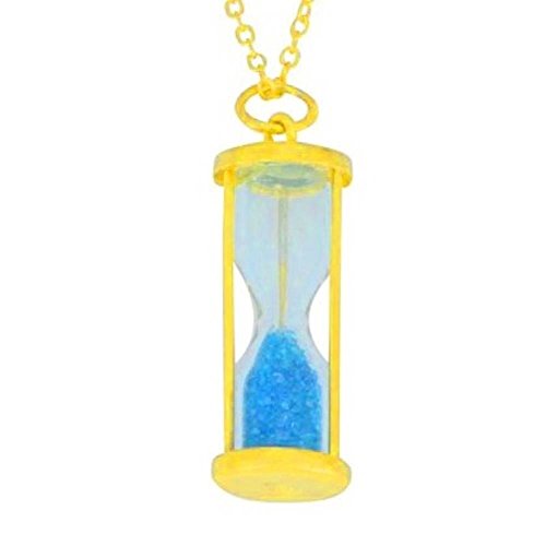 【中古】【未使用・未開封品】Natural Blue Topaz 'Time in Bottom' Dust Hourglass Pendant 14Kt Yellow Gold Plated Over .925 Sterling Silver