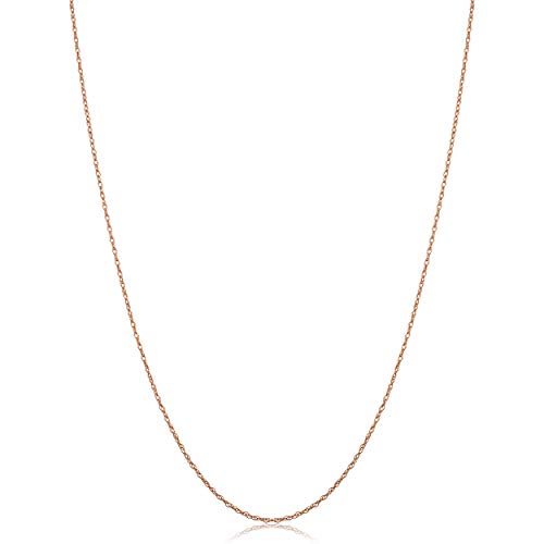 Rhinestone - 【中古】【未使用・未開封品】Kooljewelry ソリッド10Kローズゴールド 0.7mm 上品なロープチェーンネックレス