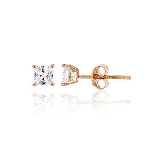 Cubic Zirconia - 【中古】【未使用・未開封品】スターリングシルバーキュービックジルコニアホワイト、イエロー、ローズ3???10?mmスクエアプリンセスソリティアスタッドイヤリング