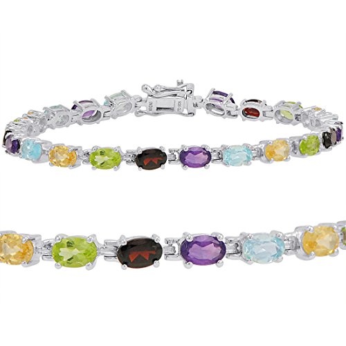 楽天AJIMURA-SHOP【中古】【未使用・未開封品】10?ct TGW Multi Gemstone Tennis Bracelet in Sterling Silver