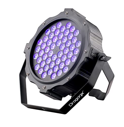 【中古】【未使用・未開封品】DragonX LED UVブラックライト 54X3W 高輝度 DJ LED ブラックライト DMX512 調光機能付きスポットライト ストロボ付き