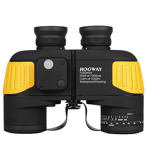 【中古】【未使用・未開封品】Hooway 7x50 Waterproof Fogproof Marine Binoculars w/Internal Rangefinder & Compass for Navigation,Boating,Fishing,Water Sports,Hunting