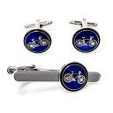 【中古】【未使用・未開封品】Mrcuff 自転車 バイク サイクリング サイクリスト カフスボタン&タイピン、ギフトボックス&磨き布つき