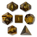 yÁzygpEJiz(Tiger's Eye) - Set of 7 Handmade Stone 16mm Polyhedral Dice with Velvet Pouch by Wiz Dice - Choose From 12 Different Stones