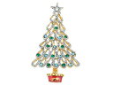 【中古】【未使用・未開封品】Alilang シルバートーングリーンラインストーン ホリデークリスマスツリースターブローチピン, クリスタル 金属,