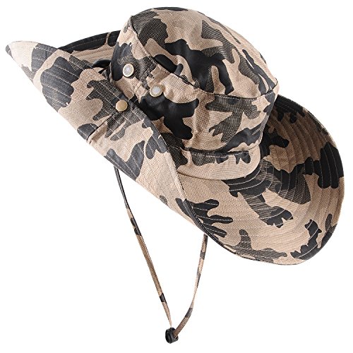 yÁzygpEJiz(Brown) - Micoop Wide Brim Military Camouflage Hat Summer Fishing Hunting Camping Hiking Cap Outdoor Sun Hat Boonie Hat