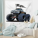 【中古】【未使用・未開封品】Ambesonne Cars装飾コレクション、人気Largeサスペンションモンスタートラックwith Deadスカル海賊フラグOff to Road Artsy、ベッドルームリビン