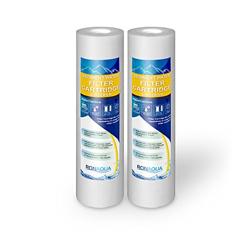 (2, 1 Micron) - Sediment Water Filter Cartridge by Ronaqua 25cm x 6.4cm , Four Layers of Filtration, Removes Sand, Dirt, Silt, Rust, ma