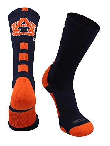 yÁzygpEJiz(Large, Navy/Orange) - TCK Auburn Tigers Baseline Crew Socks