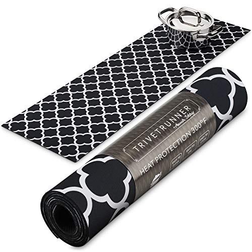 【中古】【未使用・未開封品】Trivetrunner 装飾的五徳とキッチンテーブルランナー ハンドルの耐熱温度華氏300度 滑り止め防止 手洗い可能 熱い料理や鍋に ブラック