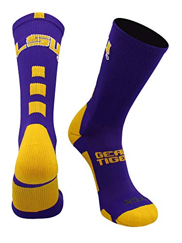 yÁzygpEJiz(Medium, Purple/Gold) - TCK LSU Tigers Baseline Crew Socks