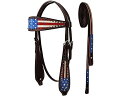【中古】【未使用・未開封品】(Pony) - Tahoe Western Patriotic American Flag Browband Horse Headstall with Reins(4)