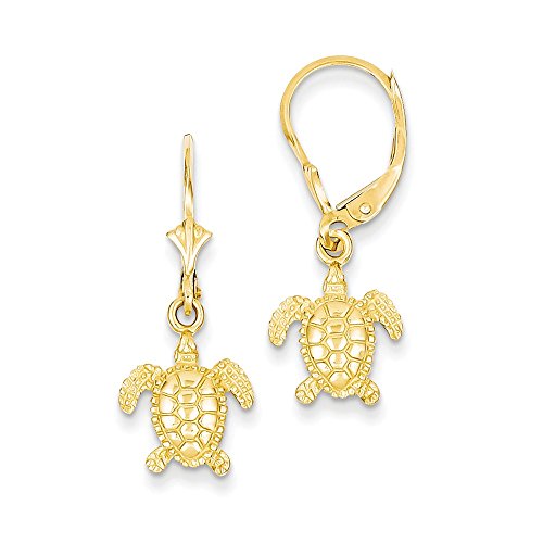 【中古】【未使用・未開封品】14K 3-D ミニ ウミガメ レバーバック イヤリング