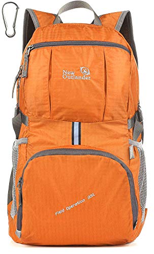 【中古】【未使用 未開封品】Outlander アウトランダー バックパック リュックサック Packable Handy Lightweight Travel Hiking Backpack Daypack Lifetime Warranty (Orang