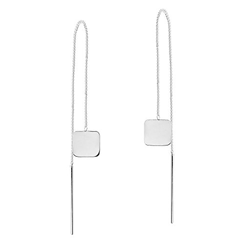 【中古】【未使用・未開封品】Trendy Square Chain Thread Slide .925 Sterling Silver Earrings
