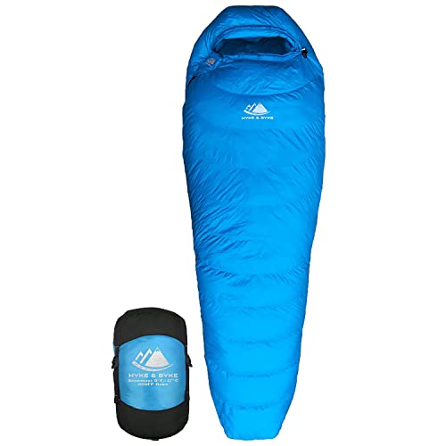 yÁzygpEJizHyke & Byke Snowmass 0 Degree Down Sleeping Bag for Backpacking, Ultralight Mummy Down Bag with Lightweight Compression Sack and Five (