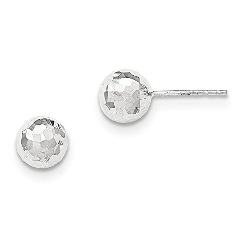 【中古】【未使用・未開封品】14?Kホワイトゴールド光沢仕上げダイヤモンドカット8?mmボール投稿イヤリ..