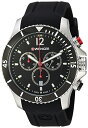 【中古】【未使用・未開封品】Wengerメンズ0641.102?Sea Force 3h Analog Display Swiss Quartz Black Watch Chrono, Black Dial, Black Silicone Strap