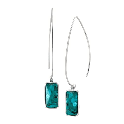 【中古】【未使用・未開封品】Silpada 'Oasis' Compressed Turquoise Wire Drop Earrings in Sterling Silver