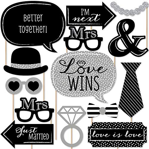 【中古】【未使用 未開封品】Mrs. Mrs. - Silver - Lesbian Wedding LGBTQ Photo Booth Props Kit - 20 Count