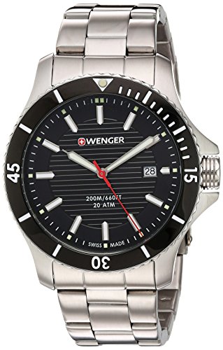 【中古】【未使用・未開封品】Wengerメンズ0641.102?Sea Force 3h Analog Display Swiss Quartz Black ..