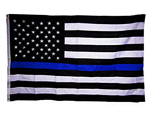 【中古】【未使用・未開封品】シンブルーラインフラグ2?x 3足刺繍縫製Top品質USA警察Memorialナイロンフラグ2?' x3?' (Made in USA) Military Gradeグロメット/フェード耐