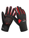 【中古】【未使用・未開封品】INBIKE メンズ 冬用 防寒 防風 ジェルバイクグローブ レッド M(4)