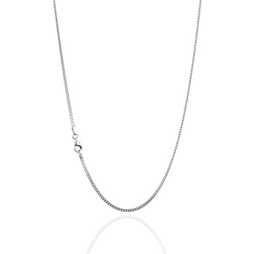 925スターリングシルバー2.00?MMダイヤモンドカットcuban-curbチェーンネックレスwith Pear Shape clasp-rhodium