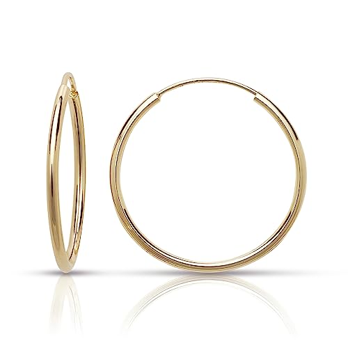 【中古】【未使用・未開封品】14?K黄色ゴールド無限フープイヤリング10???20?mm