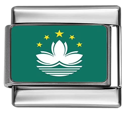 【中古】【未使用・未開封品】Macau Macanese Flagフォトイタリアチャーム9?mm???1?x pc106?Singleリン..