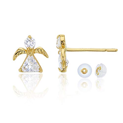 Earrings - 【中古】【未使用・未開封品】14?K黄色ゴールドラウンドと兆Little Angelスタッドイヤリング& 14?Kシリコン背面