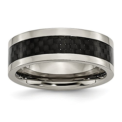 【中古】【未使用 未開封品】Jewels By Luxチタン8mmポリッシュブラックカーボンファイバーインレーバンド