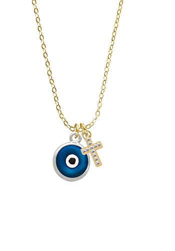 【中古】【未使用・未開封品】Evil Eye Good Luck???クリスタルクロスゴールドトーンソフィアネックレス、18?