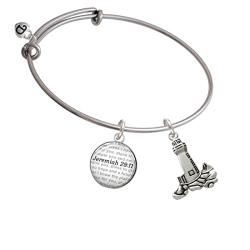【中古】【未使用・未開封品】アンティーク灯台???Bible verse Jeremiah 29?: 11ガラスドームバングルブレスレット