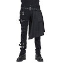 【中古】【未使用・未開封品】Devil Fashion メンズ ズボン キルト穴付き ゴシック 着脱可能 スリム カジュアルパンツ (L)