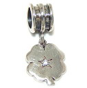 【中古】【未使用・未開封品】ソリッド925スターリングシルバーDangling"シャムロックとクリアクリスタル」チャームビーズ